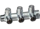 Хромированный запорный проходной коллектор MULTIFAR (ВР-НР) с 3 отводами (МР) FK 3900 C10