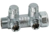 Хромированный запорный проходной коллектор MULTIFAR (ВР-НР) с 2 отводами (ТР Flat-Faced) FK 3860 112